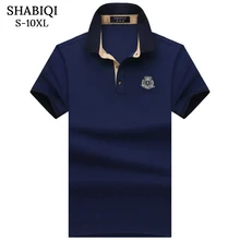 SHABIQI, Классическая брендовая мужская рубашка, Мужская рубашка поло, Мужская рубашка поло с коротким рукавом, дизайнерская рубашка поло размера плюс 6XL 7XL 8XL 9XL 10X