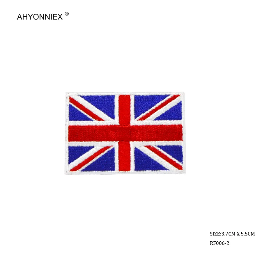 AHYONNIEX 1 шт. Качественные вышитые нашивки с флагом США из Китая, флага США, железные наклейки на руку, наклейки на рюкзак, значок для одежды, аппликация "сделай сам" - Color: UK