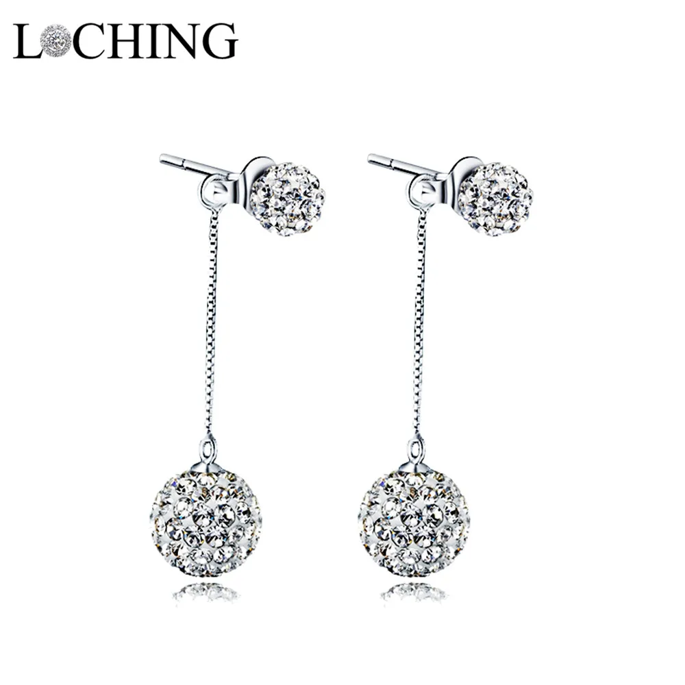 LOCHING Ball Earrings Fashion simple 925 silver Long Dangle Earrings