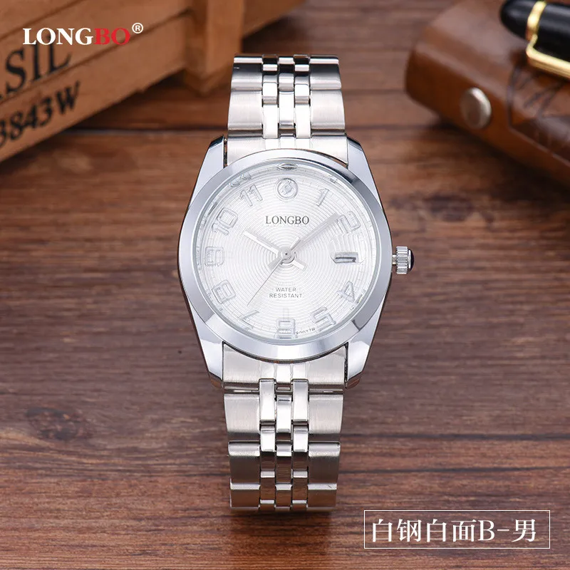 Longbo Топ бренд часы для мужчин полный из нержавеющей стали со стразами кристалл Роскошные пара кварцевые часы модные часы Montre для повседневного использования homme Часы