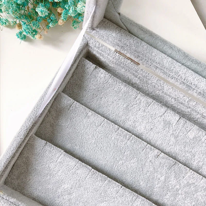 New Size 20.5*15*5cm Grey Jewelry Display Box Case for Rings Earrings Bracelets Necklaces or other Ornaments Storage Organizer