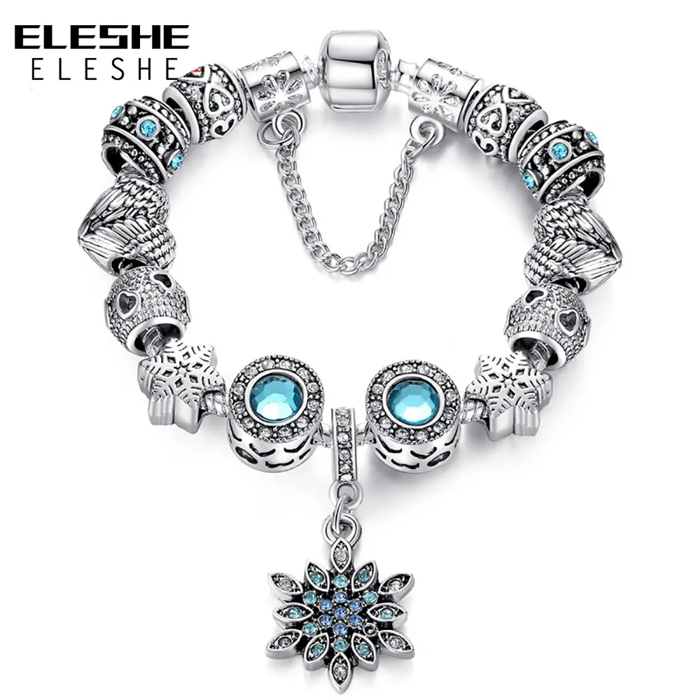 Prix pour ELESHE Cadeau du Jour de Mère 925 Unique Argent Flocon De Neige Charmes Bleu Cristal Perle Bracelets Bracelets Pour Femmes Bijoux Authentiques Prix pour ELESHE Cadeau du Jour de Mère 925 Unique Argent Flocon De Neige Charmes Bleu Cristal Perle Bracelets Bracelets Pour Femmes Bijoux Authentiques