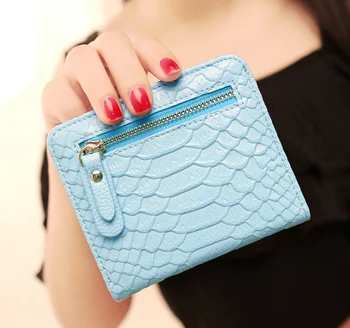 

by dhl or ems 50pcs simple serpentine zipper short purse ladies PU leather coin purses card pack women wallet