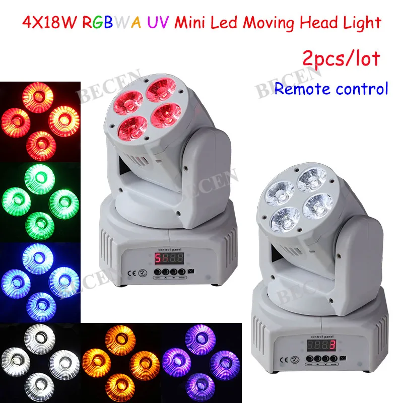 

White shell 4x18W rgbwa uv 6in1 led wash moving head light mini moing stage light with Remote control