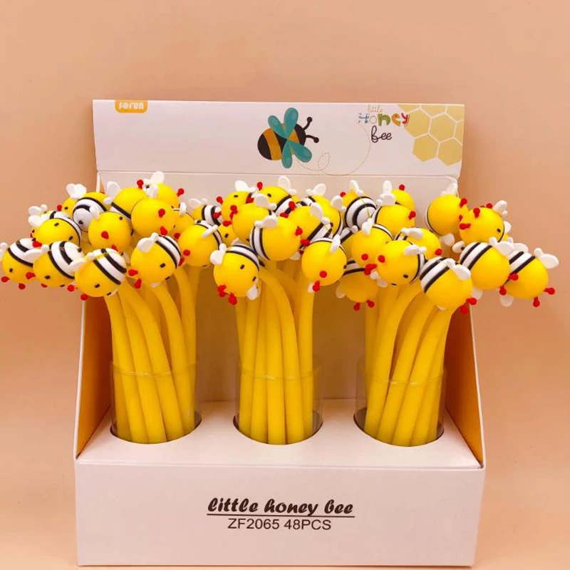 

4 Pcs/set Cute 0.5mm 3D Yellow Bee Insect Silicone Gel Pens Writing Neutral Pen Students Prize Gifts Korean Stationery