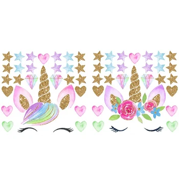 

Colorful Flower Animal Unicorn Wall Sticker 3D Art Decal Sticker Child Room Nursery Wall Decoration