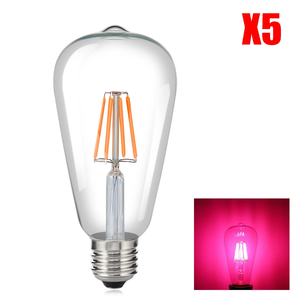 

5x Green/Red/Rosy/Blue ST64 8W AC110V/220V/85-265V Filament Light Vintage Industrial Style Edison Bulb E27 Wedding Ball Lamp