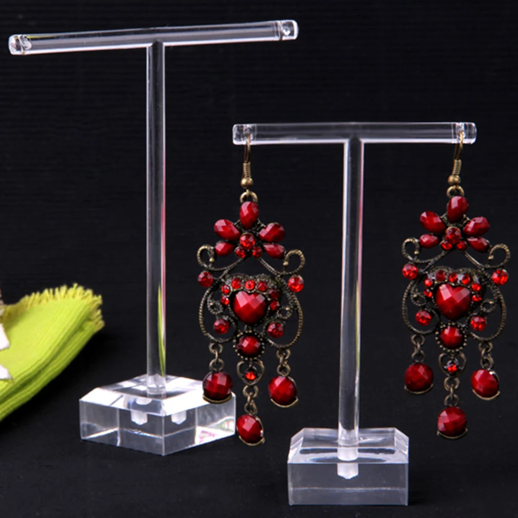 2pcs/pack Plastic Earrings Jewelry Display T Bar Stand Holder Storage Hanger Showcase Rack Jewelry Organizer