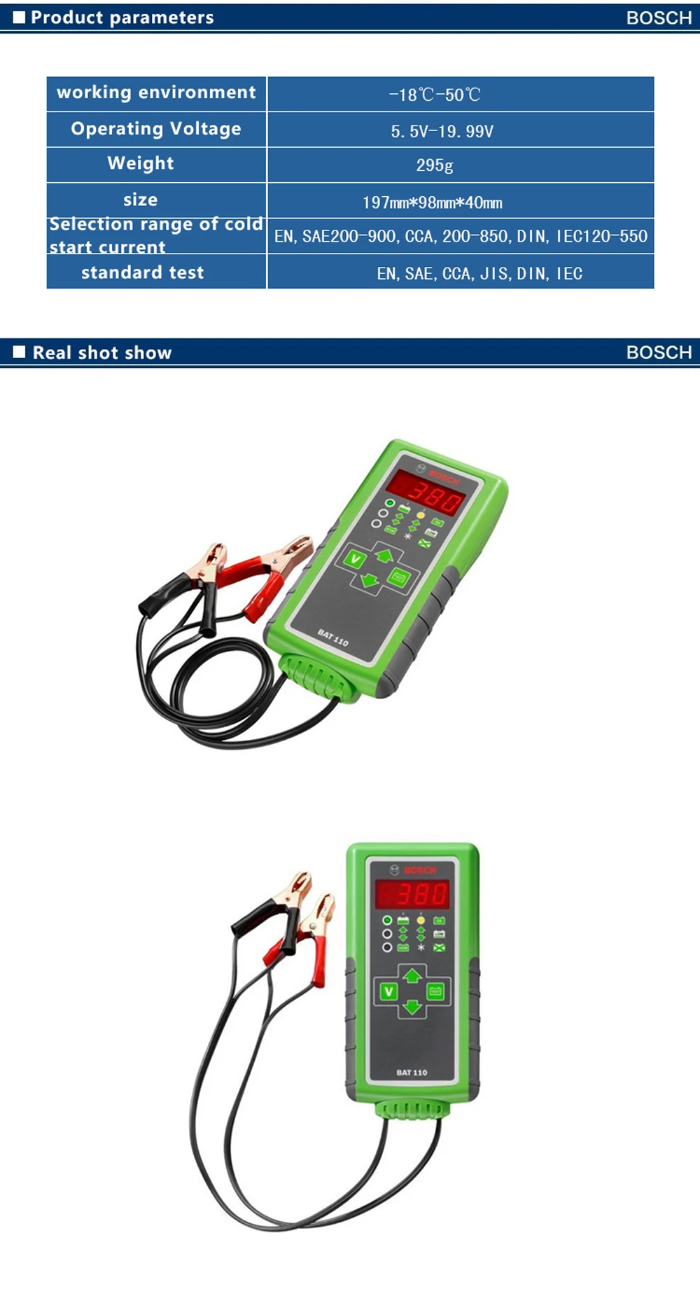 Bosch Battery Tester Handheld Intelligent Detector Led Indication