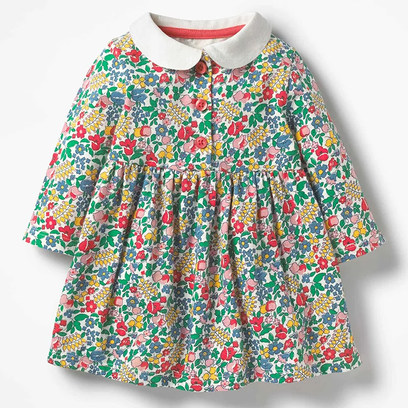 Little maven kids girls fashion brand autumn children's dress baby girls clothes Cotton flower print toddler girl dresses S0519