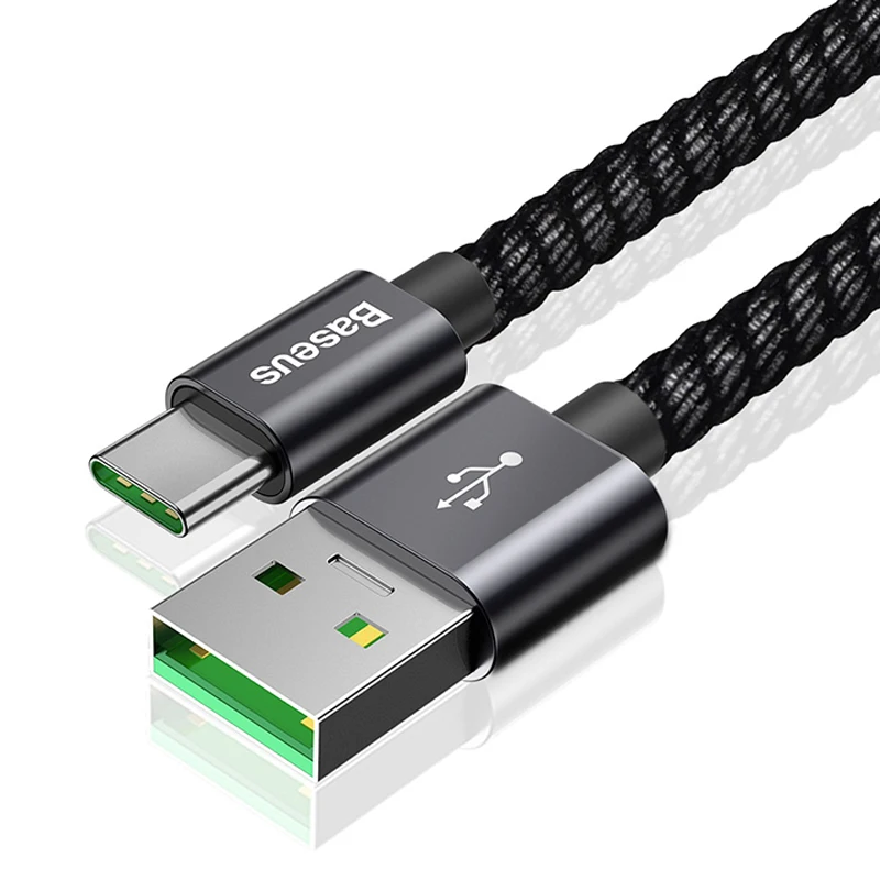 Кабель usb type-C Baseus 5A для huawei mate 30 P30 P20 Pro Supercharge Xiaomi Mi 9 samsung S10 S9 USBC type-c кабель USB-C зарядное устройство - Цвет: Black