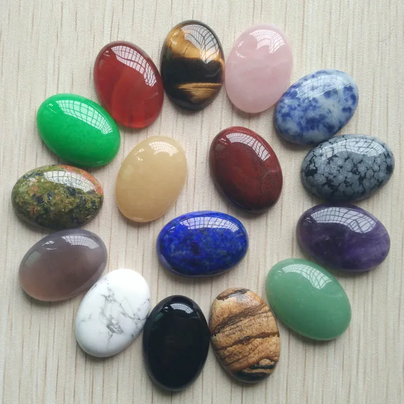 

Wholesale 16pcs/lot 18x25mm assorted natural stone mixed Oval CAB CABOCHON red onyx Tiger eye stone teardrop beads free shipping