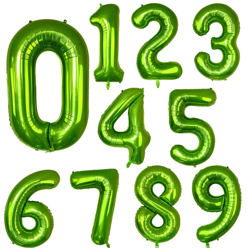 

LQDT New 40inch Foil Number Balloons Green Number Balloons Jungle Party Helium Balloon Boy Birthday Baby Shower Globos Decor