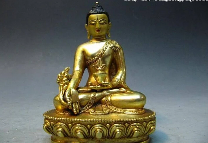

Collectible bronze lion statue S0003 100% Pure Bronze 24K Gold Gild refined Carved Sakyamuni Buddha Statue (B0328)