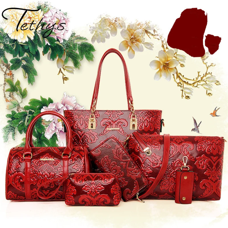 Women Bags font b Set b font 6 pcs Chinese Style Bag font b Handbag b