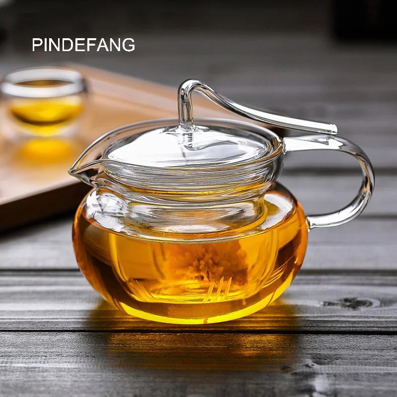 PINDEFANG Artistic 450ml Blooming Tea, Loose Leaf Tea Pot with Glass