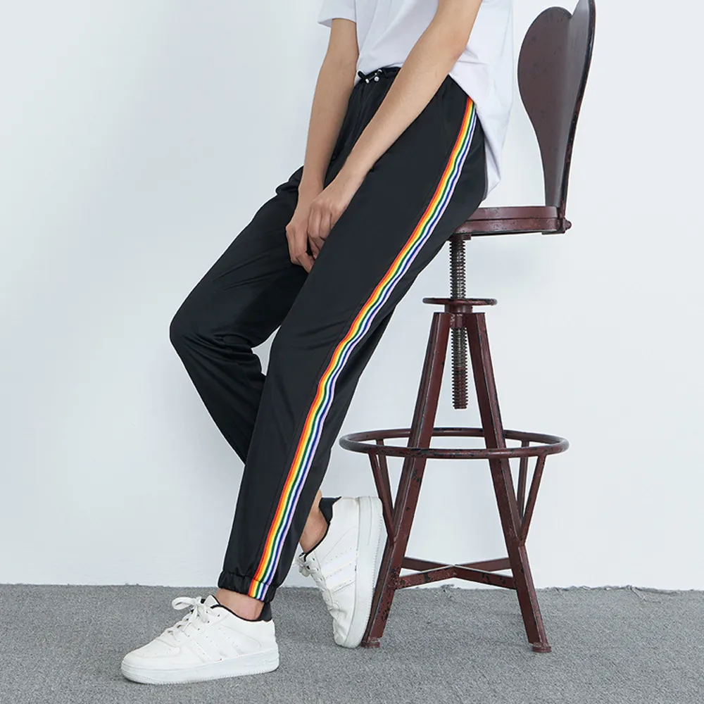 

Womens Mid-Waist Casual Striped Print Sports Pants Harem Pants Jogger Pants 2018 Black Pencil Pants Streetwear Loose Women