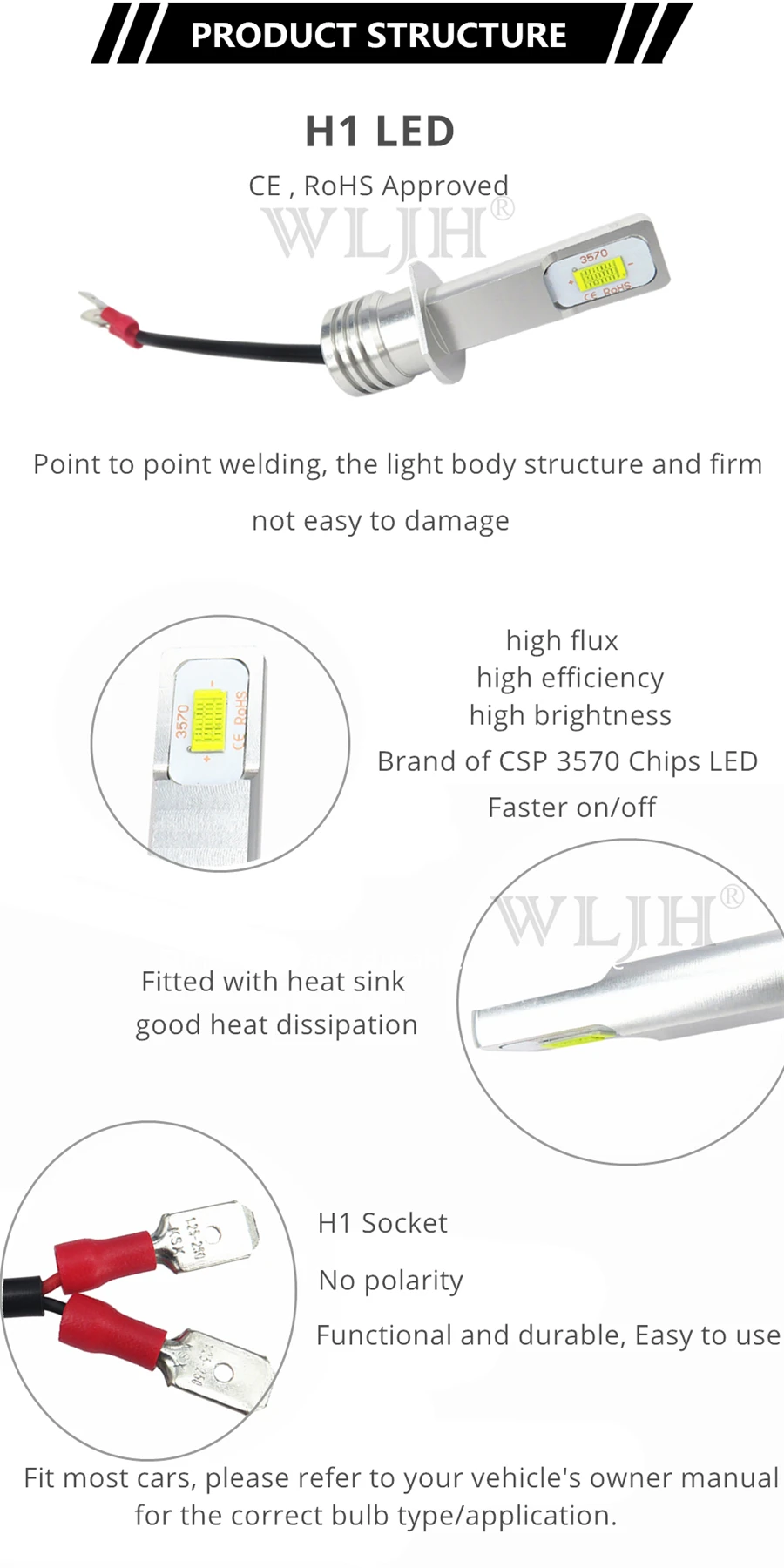 Chip de Carro Luzes de Circulação Luz de Nevoeiro de Condução Canbus Wljh 24 h1 Lâmpada Led 1000lm 72 w Csp Levou Diurnas Drl Lâmpadas 6000 k 2x 12 v 4 Cheap Farol nebl. carro