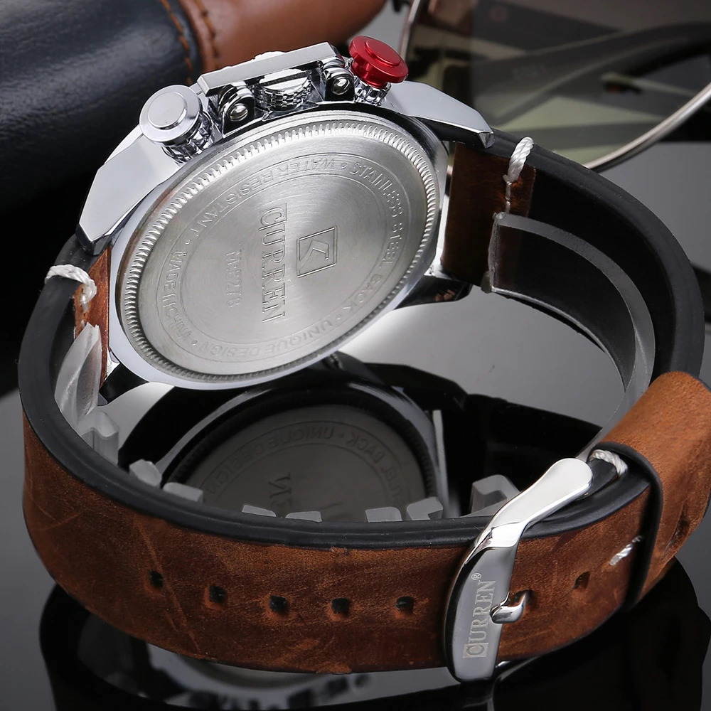 CURREN 8278 Sport Watch Top Brand Luxury Date Leather Band Chronograph Quartz Wrist Watches Relogio  wholesale (2)