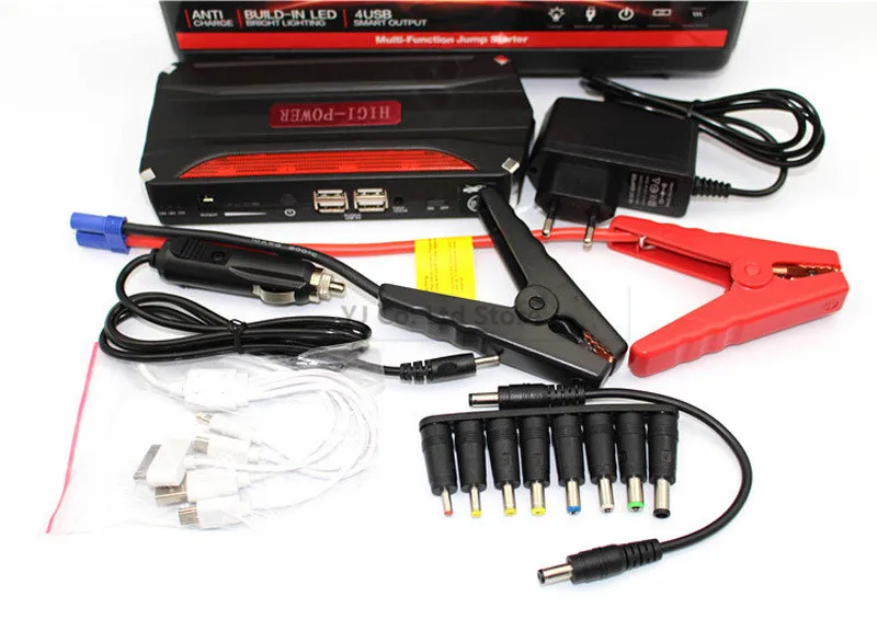 Лидер продаж, 68800 мА/ч, 4USB Многофункциональный Jump Starter Батарея аварийное зарядное устройство для автомобиля Мощность банк Батарея SOS пуско-зарядное устройство для автомобиля молот