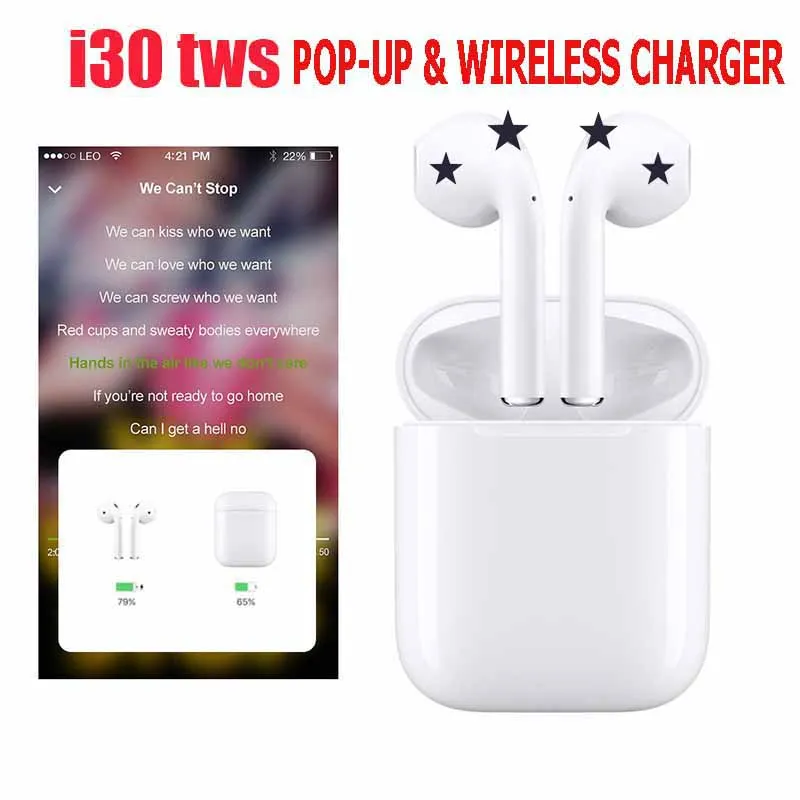 I30 наушники-вкладыши TWS Bluetooth ухо Беспроводной PK w1 чип i20 i60 i12 pop up LK-TE9 наушники 1:1 i11