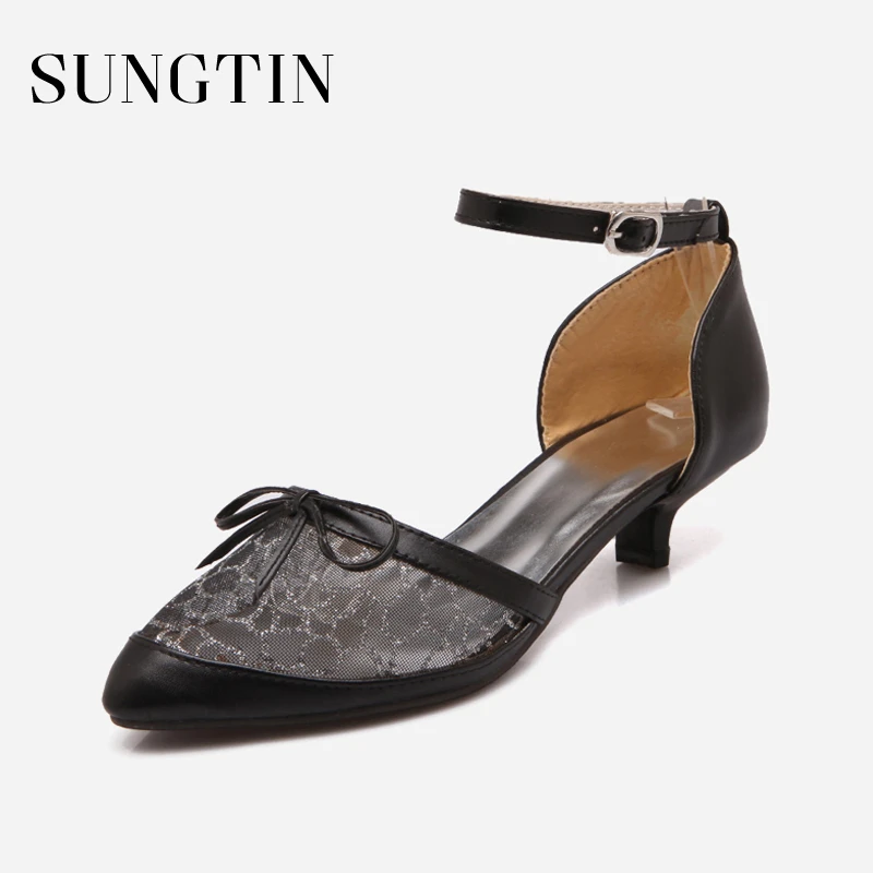 ladies black kitten heel shoes