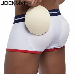 JOCKMAIL мягкие мужские нижнее белье Боксеры плавки с сексуальным пуш-ап коврик усиление выпуклости Гей Нижнее белье спереди и ягодицы пуш-ап