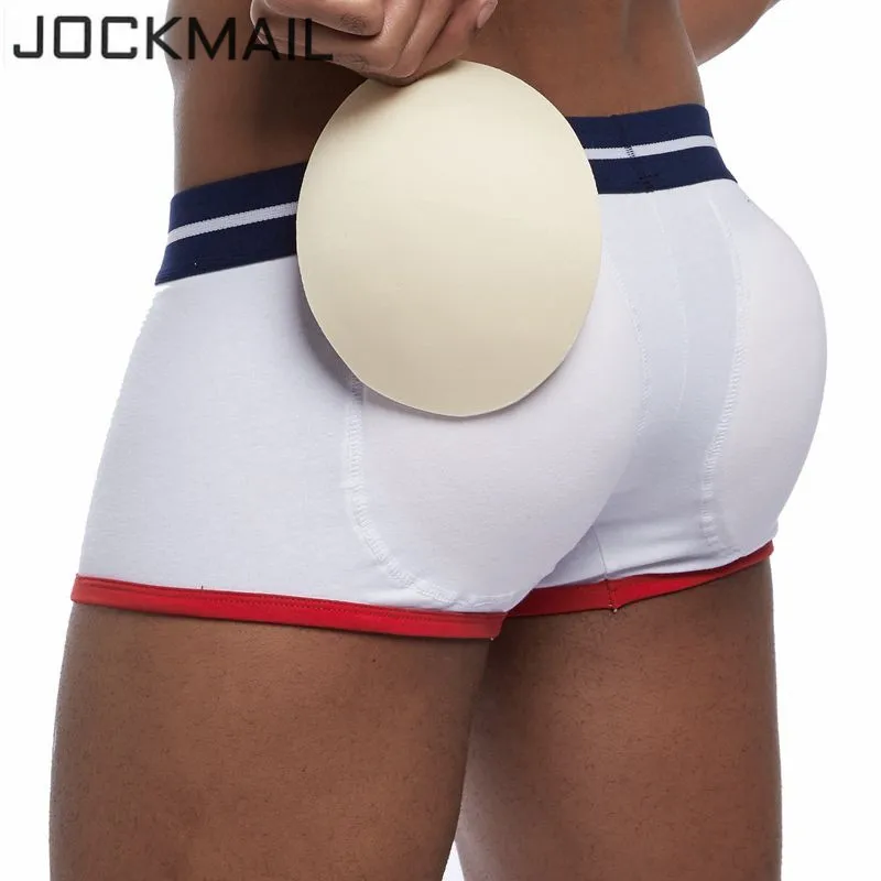 

JOCKMAIL Padded mens underwear boxers Trunks with sexy Push up pad bulge enhancing gay underwear Front and buttocks push up cup