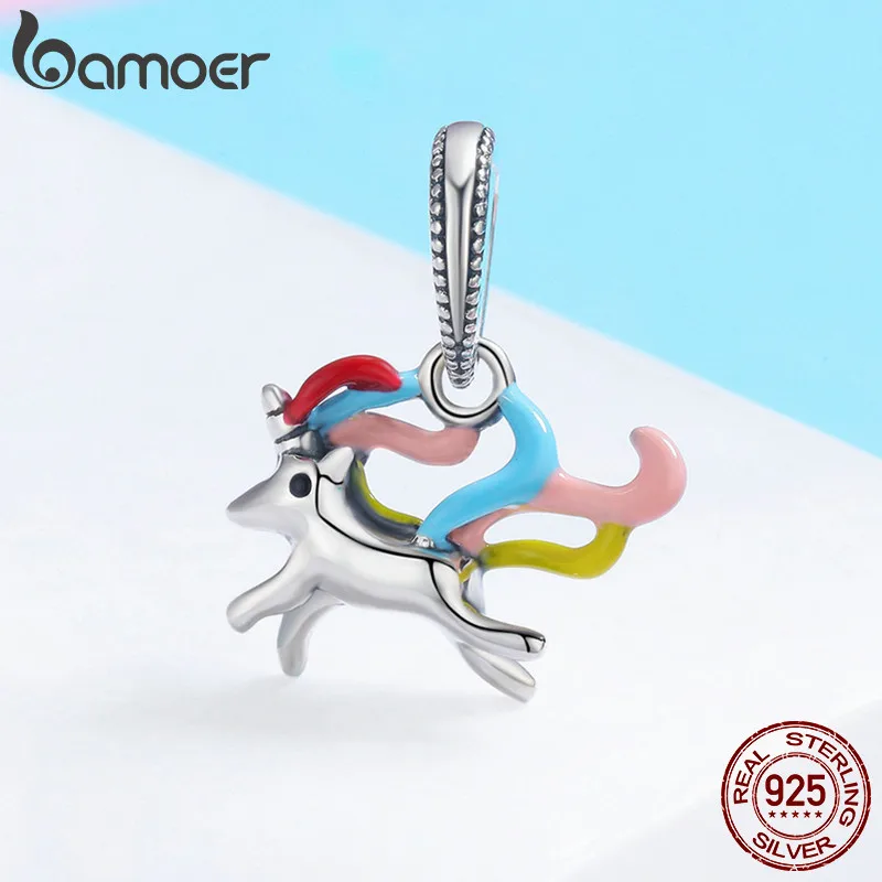 BAMOER Authentische 100% 925 Sterling Silber Bunte Speicher Charme Anhänger fit Frauen Charme Armband DIY Schmuck SCC502