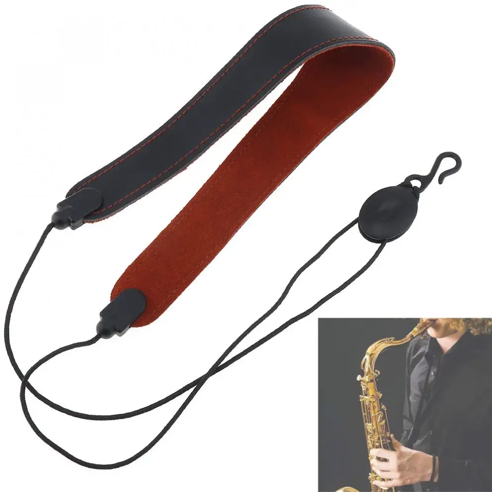 Genuine Leather Adjustable Saxophone Neck Strap Single