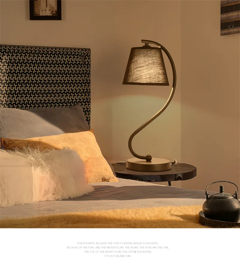 Светодиодный настольный светильник из ткани, романтический современный светильник для спальни, для гостиной, спальни, для чтения, абажур, декоративный Настольный светильник E27