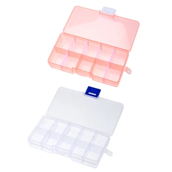 

10 Grid Splited PP Plastic Storage Box Jewelry Small Components Boxes Nail Art Sticker Decals Rhinestone Container Holder
