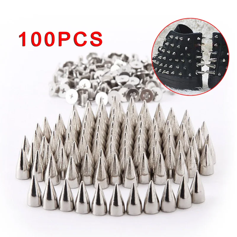 

100pcs Screwback Bullet Stud Spike Belt Bag Leathercraft Clothes Rivet Silver for Cloth Bag Decoration Sale FP8