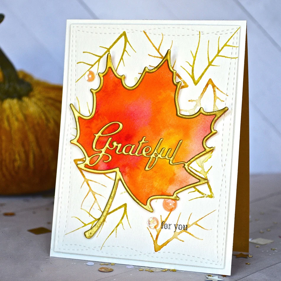 

Eastshape Leaves Dies Scrapbooking Grateful Letter Metal Cutting Dies for DIY Photo Album Decorative Paper Card Making Craft Die