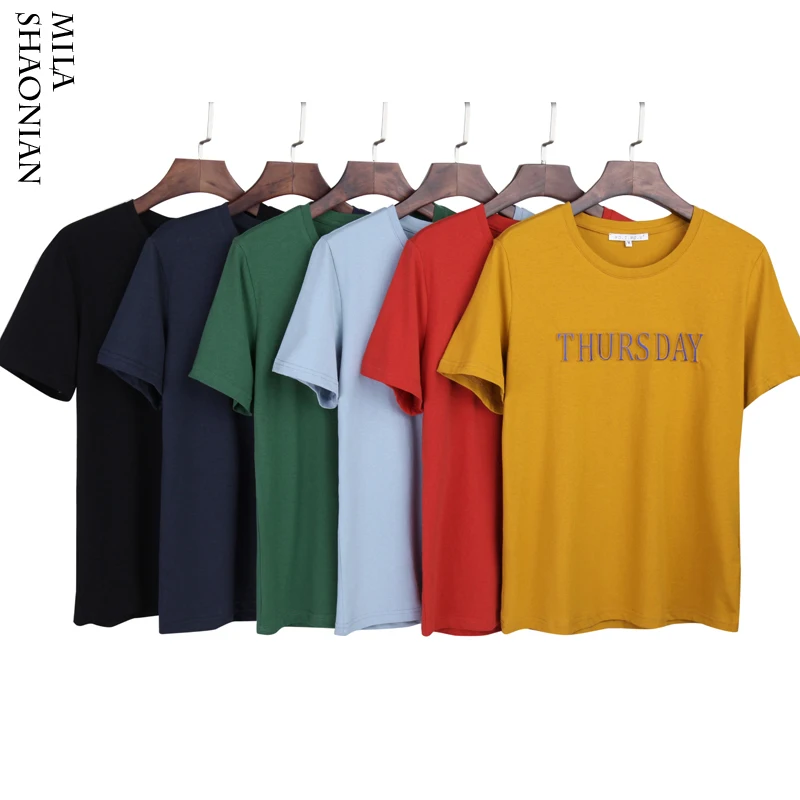 

2018 Summer Letter 3D Print Tshirt Women Funny t shirts Cotton Loose tops t-shirt for woman Casual Solid Soft tee shirt femme