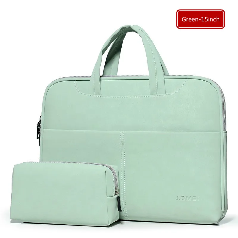 Green-15inch Женский портфель, сумки, мужской кожаный портфель, s сумки-мессенджеры, Мужская черная сумка на плечо для компьютера, женская кожаная сумка для ноутбука - Цвет: Green-15inch