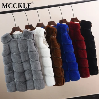 

MCCKLE Women Faux Fur Vest 2018 Autumn Winter Casual Sleeveless Fur Coat Jacket Female Solid Fluffy Waistcoat Outwear Plus Size