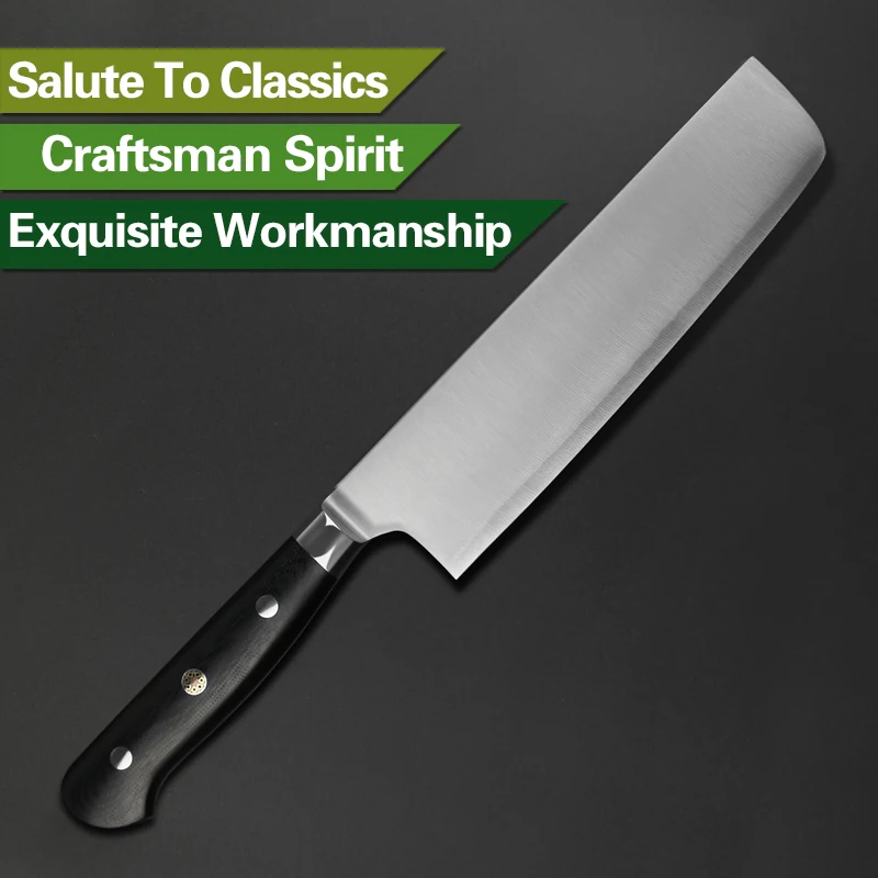 XINZUO 7'' Nakiri Knife 3 Layer 440C Core Clad Steel Chinese Kitchen Knives Stainless Steel Carving Vegetable Knife G10 Handle