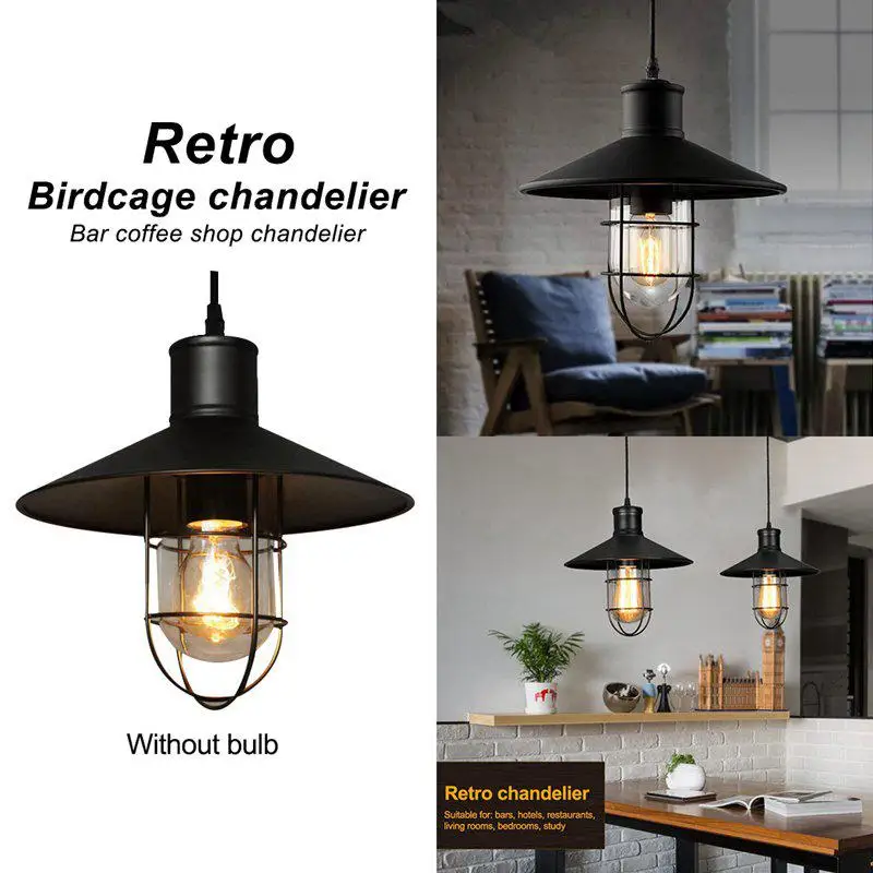 

E27 Birdcage chandelier small metal lampshade bar coffee shop