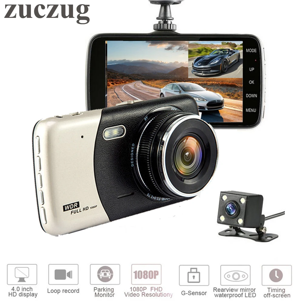 ZUCZUG Highly Mini Car DVR 4" Dual Lens Video Recorder