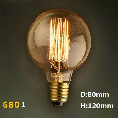 Lámpara de Edison Bombilla incandescente E27 luz luminarias 40 w