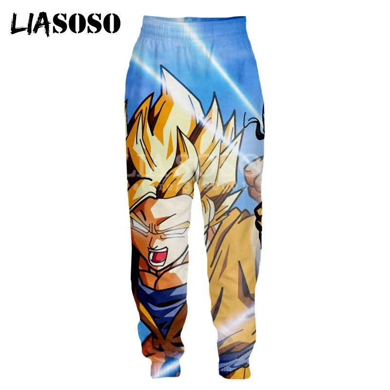 LIASOSO, мужские и женские тренировочные брюки с 3d принтом, аниме Dragon Ball Z Super Goku, повседневные тренировочные штаны, джоггеры, штаны с героями мультфильмов, X0970