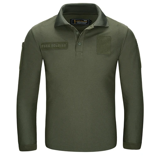 FREE SOLDIER coolmax Альпинистская футболка для путешествия и бивака, рубашка POLO, быстросохнущая одежда с отложным воротником UPF50 - Цвет: shirt army green