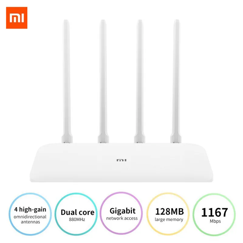 

Xiaomi Mi Router 4A Gigabit Version 2.4GHz 5GHz WiFi 1167Mbps WiFi Repeater 128MB DDR3 High Gain 4 Antennas Network Extender