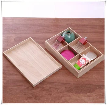 

2019new Six grid moon cake box solid wood grocery consolidation box desk storage box rectangular planter box jewelry storage box