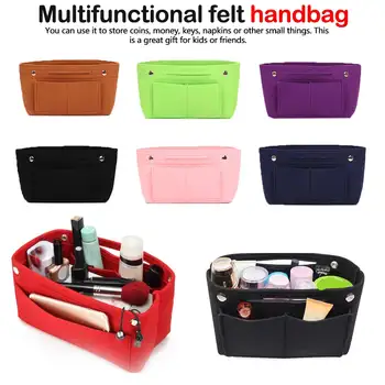 

Black 1PC Multifunction Handbag Cosmetic Organizer Purse Insert Bag Felt Fabric Storage Pouch Case