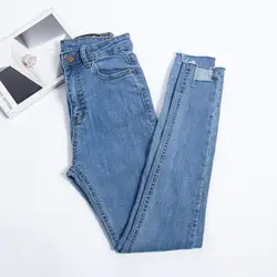 JUJULAND новый тонкий стрейч Высокая талия женские облегающие джинсы нуля носить ноги Винтаж черный светло-голубые джинсы Для женщин джинсы 8138