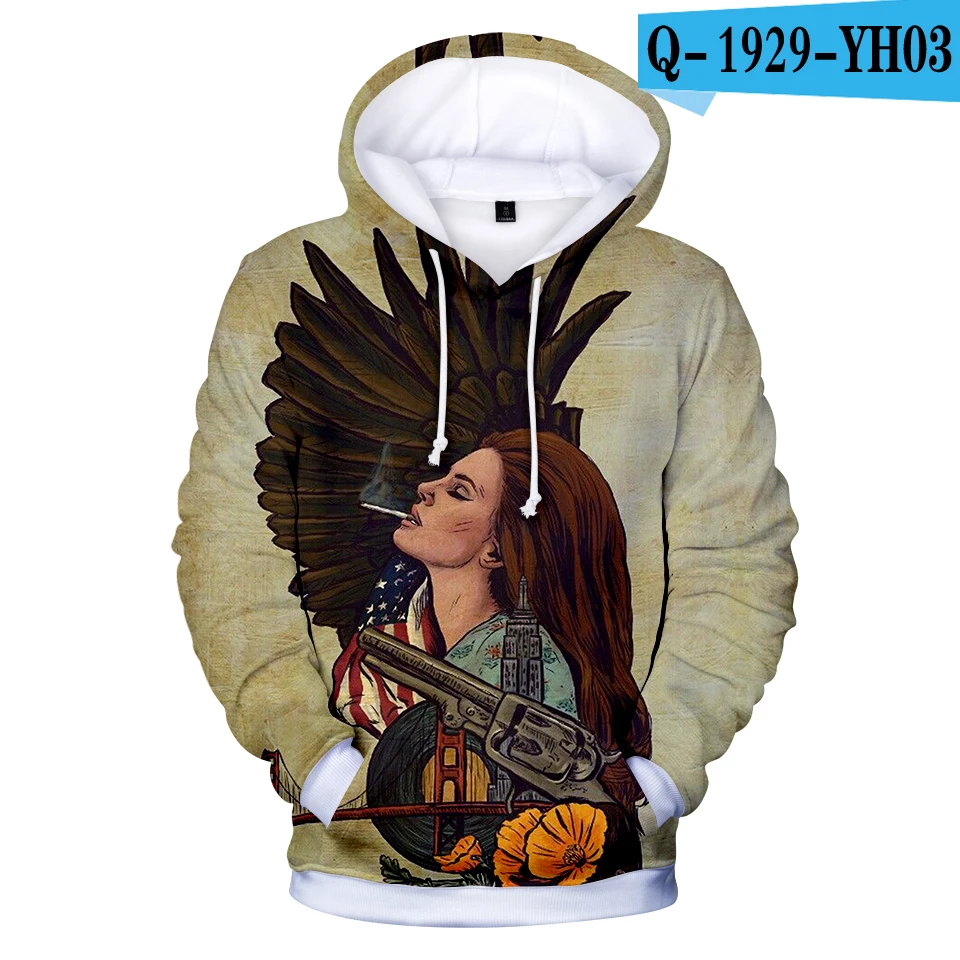 Толстовки с капюшоном с объемным принтом "Lana Del Rey", повседневные хлопковые толстовки с капюшоном, Новое поступление, одежда в стиле "Kpop", мягкие фуфайки с длинными рукавами и принтом - Цвет: Q1929
