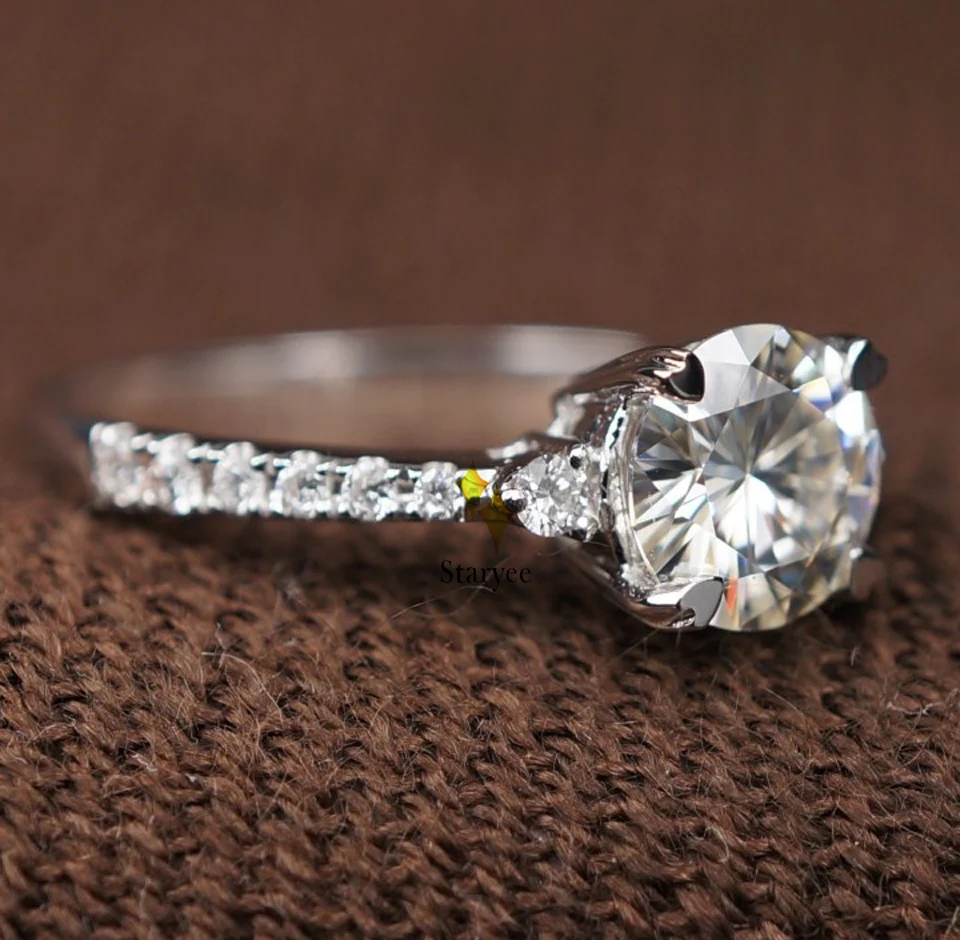 Тест Положительный подлинный 18 К Au750 золото пасьянс кольцо с алмазом moissanites кольцо свадебный бренд для женщин классический подарок на помолвку