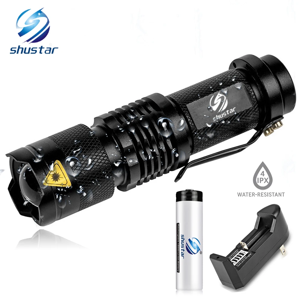 6Stk Mini LED Taschenlampe Waterproof Flash-light 1200LM Taschenlampe Fokus Zoom 